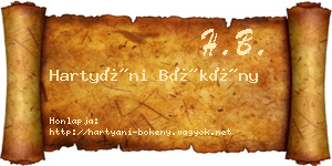 Hartyáni Bökény névjegykártya